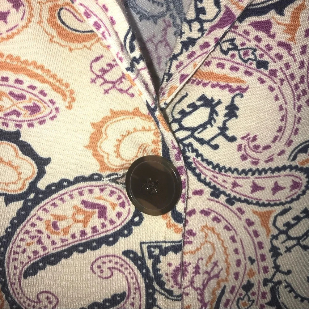 Cuddl Duds Paisley  Blazer Ochre Blue Pink Orange M Soft Pockets - Picture 4 of 9